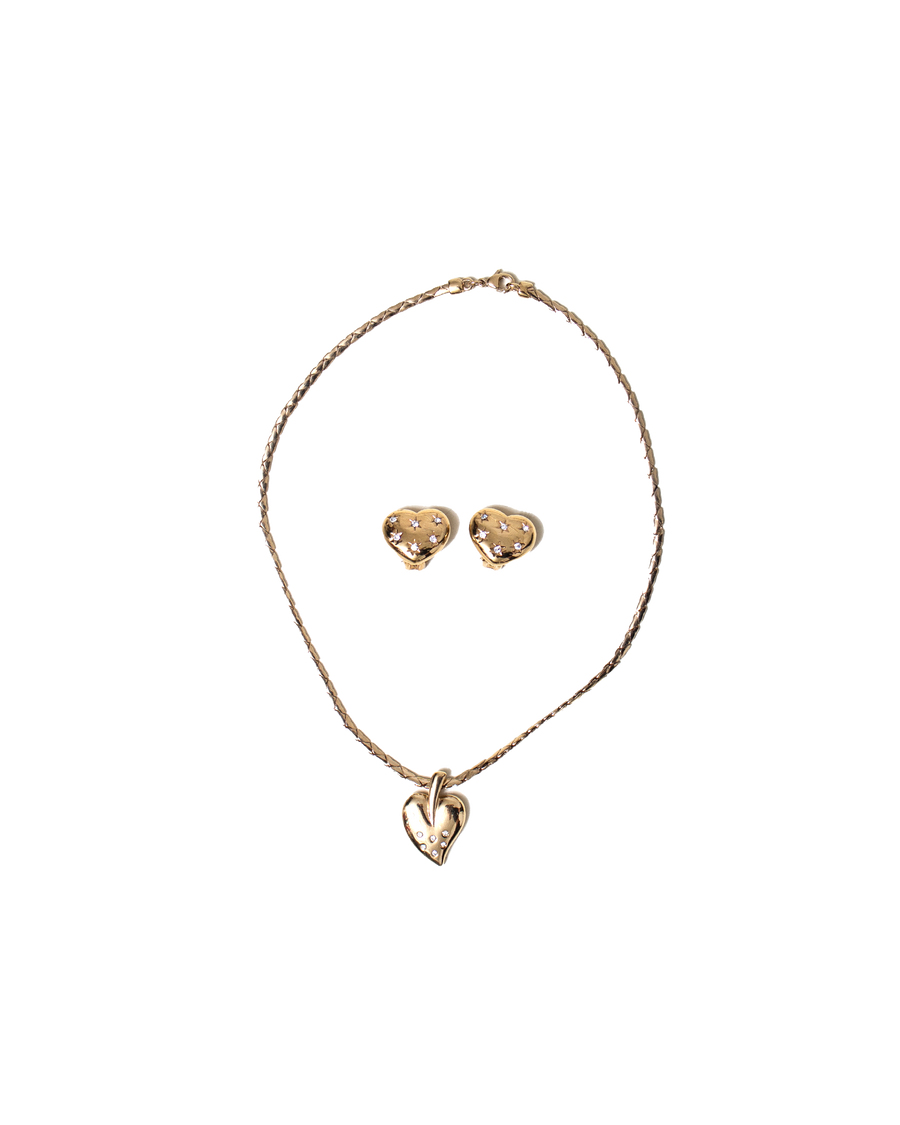 Vintage Heart And Spade Necklace Set