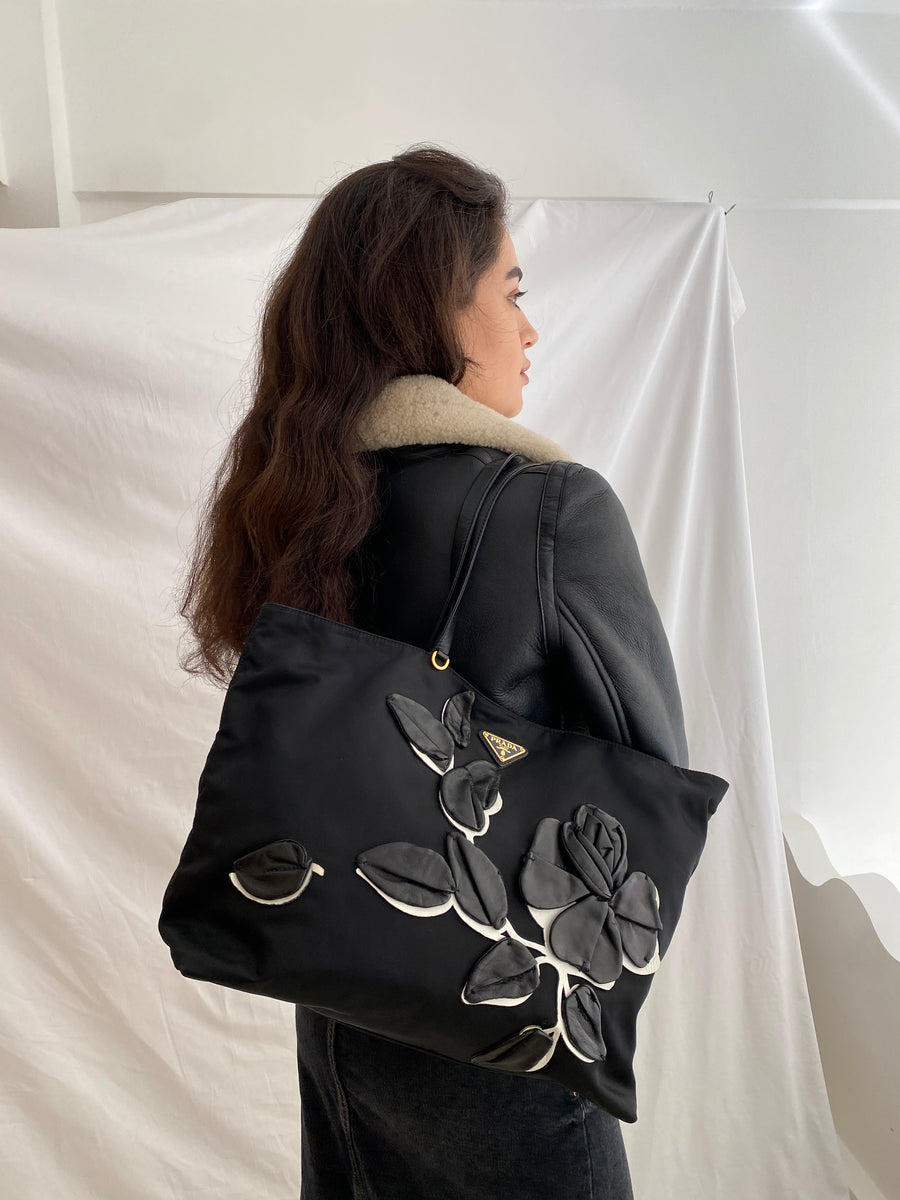 Prada Tessuto Bag Prada Tessuto Nylon Saffiano Leather Trim Black