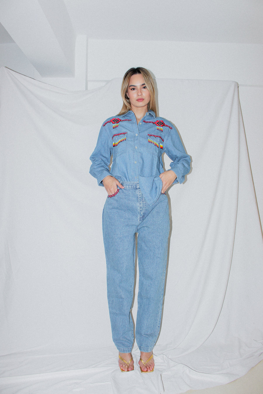 Vintage Denim Pants Set