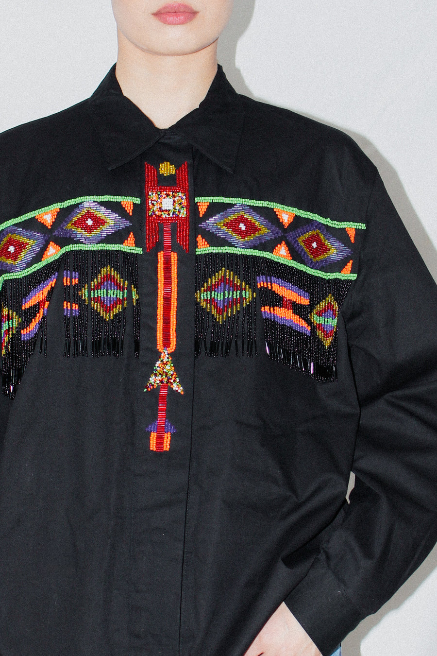 Vintage Aztec Beaded Shirt