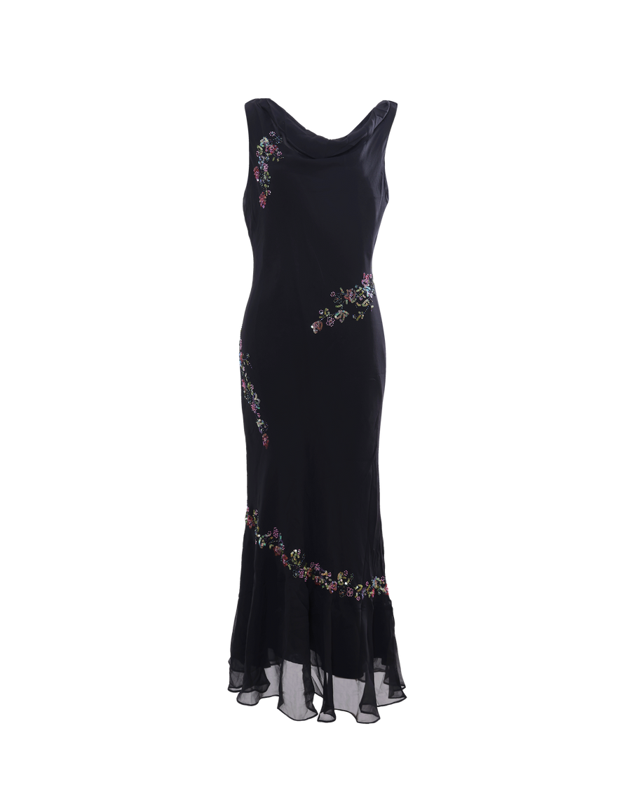 Vintage Embroidered Silk Dress