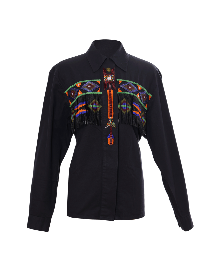 Vintage Aztec Beaded Shirt